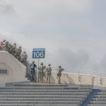 Vogue Italia, ODU, Old Dominion University, ROTC, Ainslie, Ainslie Football Stadium, rappelling, rappel, Army, Army ROTC, training, cadet, Army cadet, army cadet training, Norfolk, Norfolk Virginia, Virginia, training exercise, University, Vogue, clouds, overcast, bleachers, sky