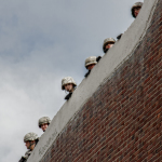 ODU, Old Dominion University, ROTC, Ainslie, Ainslie Football Stadium, rappelling, rappel, Army, Army ROTC, training, cadet, Army cadet, army cadet training, Norfolk, Norfolk Virginia, Virginia, training exercise, University, army fatigues, helmet