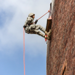 ODU, Old Dominion University, ROTC, Ainslie, Ainslie Football Stadium, rappelling, rappel, Army, Army ROTC, training, cadet, Army cadet, army cadet training, Norfolk, Norfolk Virginia, Virginia, training exercise, University, army fatigues