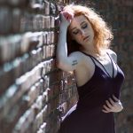 Alanamous, Maddy Salyers, Madeline Salyers, dancer, model, portrait, female, redhead, Hermitage Museum and Gardens, Norfolk, Virginia, wisteria, purple