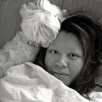 Shih tzu, dog, animal, pet, girl, female, woman, portrait, emotive, black and white, BandW, BW photo, people and pets, morning light, Asian, Korean, American