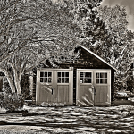 Larchmont, Virginia, Norfolk, Larchmont Norfolk, neighborhood, LaFayette River, peaceful, charming, tranquil, Edgewater, Hampton Roads, Tidewater, Norfolk Virginia, landscape, shed, rustic, charm, dilapidated, black & White, BW, BandW, Black and White