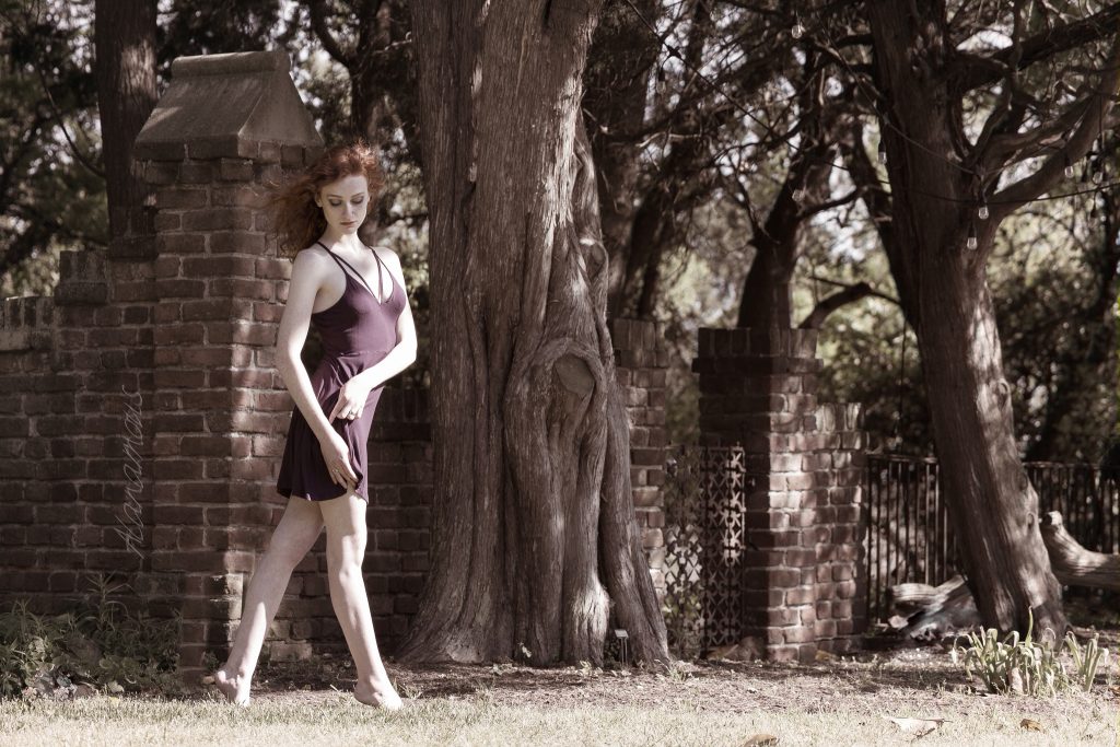Alanamous, red head, beauty, Maddy Salyers, wisteria, purple, Madeline Salyers, dancer, model, portrait, female, redhead, Hermitage Museum and Gardens, Norfolk, Virginia